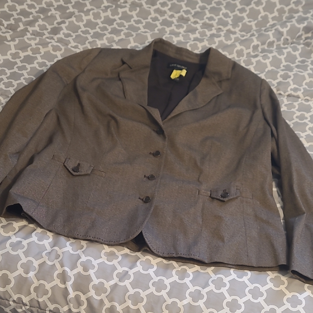Lane Bryant Brown Blazer Lightweight Suit Jacket
